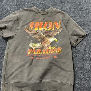 Under Armour Sweatshirt Mens Medium Gray Iron Paradise Eagle Gym Shirt Workout